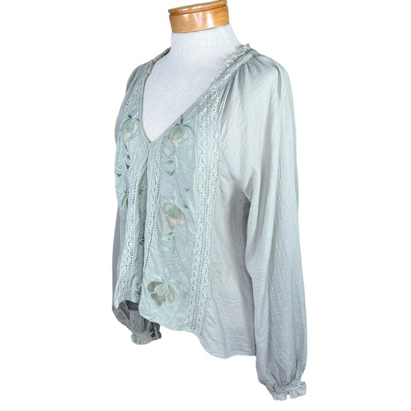 Free People Women’s Sivan Embroidered High/Low Blouse With Lace & Nettin… - Picture 15 of 15